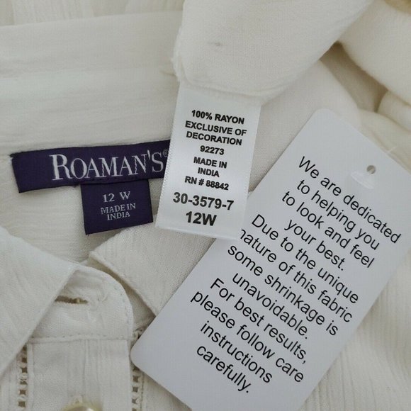 Roaman's Oversized Gauze Tunic Top Size 12W NWT - Picture 6 of 6